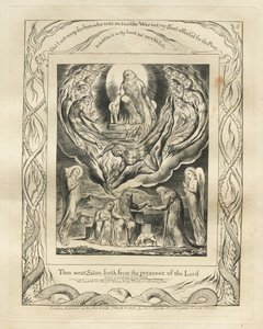 Jobin kirja: Pl. 5, Sitten Saatana lähti Herran edestä, 1825. tekijältä William Blake