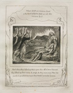 Jobin kirja: Pl. 7, Ja kun he nostivat katseensa kaukaa eivätkä tunteneet häntä / korottivat äänensä ja itkivät tekijältä William Blake