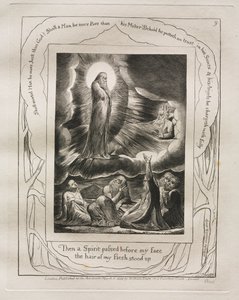 Jobin kirja: Pl. 9, Silloin Henki kulki kasvojeni edestä / lihani karvat nousivat tekijältä William Blake