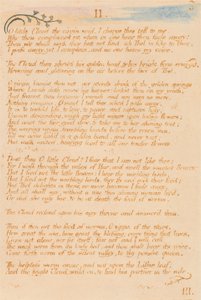 Thel -kirja, levy 5, II. , Oo pieni pilvi. . . . tekijältä William Blake