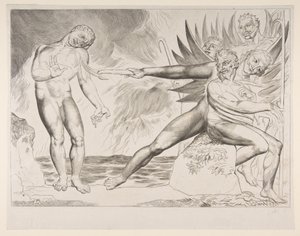 Korruptoituneiden virkamiesten piiri: Ciampoloa piinaavat paholaiset, Dantes Infer..., n. 1825-27. tekijältä William Blake