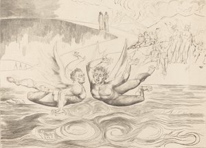 Korruptoituneiden virkamiesten ympyrä, paholaiset raiskaavat toisiaan, 1827. tekijältä William Blake