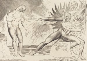Korruptoituneiden virkamiesten piiri, paholaiset piinaavat Ciampoloa, 1827. tekijältä William Blake