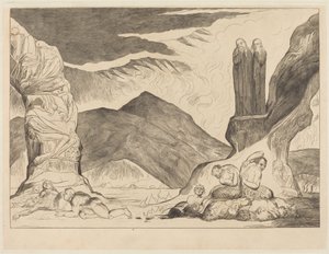 Väärentäjien piiri: Dante ja Vergilius peittävät nenänsä st:n vuoksi tekijältä William Blake
