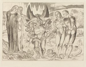 Varkaiden ympyrä; Agnolo Brunelleschi Kuusijalkaisen käärmeen kimppuun tekijältä William Blake