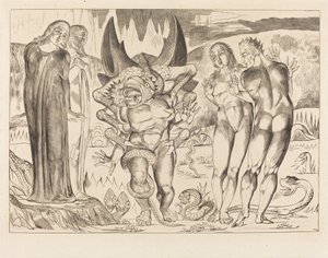 Varkaiden ympyrä; Agnolo Brunelleschi Kuusijalkaisen käärmeen kimppuun tekijältä William Blake