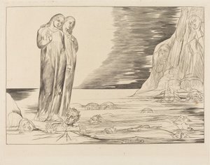 Pettureiden piiri; Danten jalka iskee Bocca degli Abbatea tekijältä William Blake