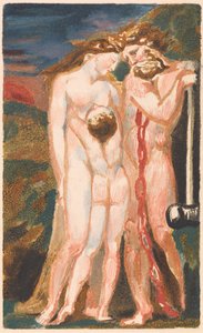 Urizenin ensimmäinen kirja, levy 18 (Bentley 21) tekijältä William Blake