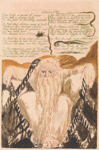 Ensimmäinen Urizenin kirja, levy 25, "He elivät vuosia...." (Bentley 28) tekijältä William Blake
