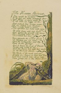 "The Human Abstract", levy 45 julkaisusta "Songs of Experience", 1794 (väripainettu kohokuvioetsaus) tekijältä William Blake