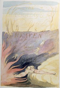 Taivaan ja helvetin avioliitto; otsikkosivu, 1790-93 (reliefi etsaus wc:llä sävytetty) tekijältä William Blake