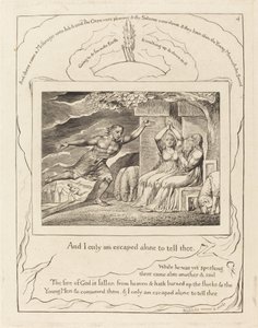 Sanansaattajat kertovat Jobille hänen onnettomuuksistaan tekijältä William Blake