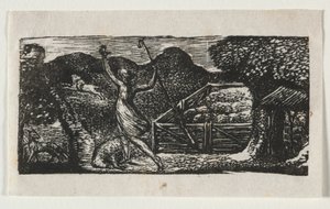 The Pastorals of Vergil, Eclogue I: Paimen ajaa pois suden, 1821. tekijältä William Blake
