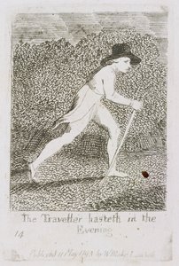 The Traveller Hasteth in the Evening, levy 15 julkaisusta "Lapsille. Paratiisin portit, 1793 tekijältä William Blake
