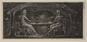 Thenot ja Colinet syövät ilta-ateriansa, kirjasta Thorntons Pastorals of Vergil, 1821. tekijältä William Blake