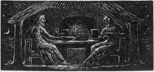 Thenot ja Colinet syövät yhdessä, kuva tohtori Thorntonin teoksesta "The Pastorals of Vergil" tekijältä William Blake