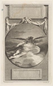 Siivekäs hahmo lentää pilvien läpi, n. 1780-87. tekijältä William Blake