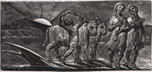 Songs the Jovial Hinds Return from Plough, kuvitus tohtori Thorntonin teoksesta "The Pastorals of Vergil" tekijältä William Blake