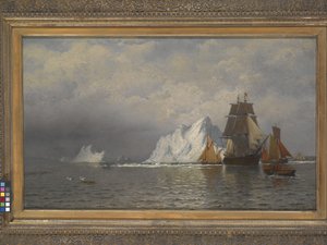 Valaanpyynti ja kalastusalukset lähellä Labradorin rannikkoa (öljy kankaalle) tekijältä William Bradford