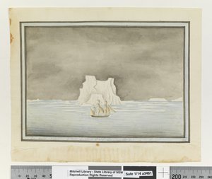 Opp. s. 147. "Jääkulku" 25. marraskuuta 1788. Leveysaste 57 astetta 30 minuuttia Sth. Pituusaste 288 astetta 00 minuuttia Et in the Sirius