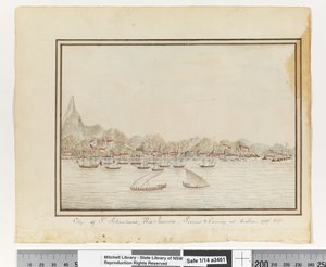 Opp. s. 37. `St. Sebastiansin kaupunki, Rio Janeiro: Sirius & saattue ankkurissa. 1787