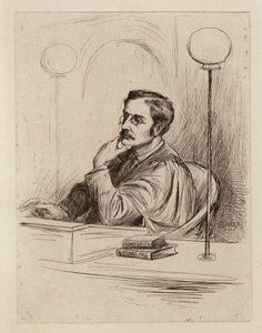 Joseph Shield Nicholson, kaupallisen ja poliittisen taloustieteen sekä kauppaoikeuden professori (kaiverrus). tekijältä William Brassey (after) Hole