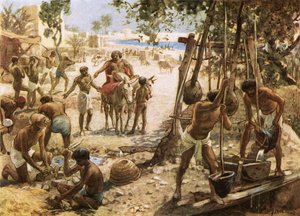 Israelilaiset tekevät tiiliä Egyptissä tekijältä William Brassey Hole