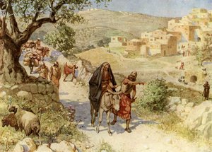Shimei kiroaa Jerusalemista pakenevan kuningas Daavidin - Raamattu - Raamattu tekijältä William Brassey Hole