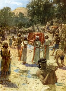 Israelilaiset papit pitelevät arkkia - Raamattu tekijältä William Brassey Hole
