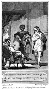 Walesin prinssi ja Buckingham saavat kuninkailta suostumuksen mennä Espanjaan vuonna 1793