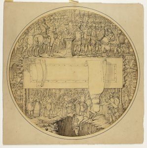 Seremoniallinen kilpi, jossa on roomalainen taistelukohtaus tekijältä William Burgess