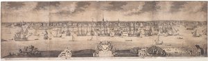 South Prospect of Ye Flourishing City of New York New Yorkin maakunnassa Amerikassa, kaiverrettu John Harris, 1717-18
