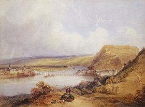 Ehrenbreitstein ja Koblenz Pfaffendorfin kukkuloista tekijältä William Callow