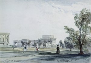Sisäänkäynti Hyde Parkiin Hyde Park Cornerissa tekijältä William Callow