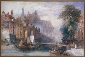 Vista del Nieuwe Kerk i el Nieuwezijds Voorburgwal a Amsterdam, des del nord de Finlàndia tekijältä William Callow