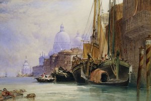 Santa Maria della Salute ja Grand Canal, Venetsia, tekijältä William Callow