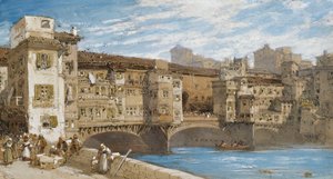 Ponte Vecchio, Firenze, 1877 tekijältä William Callow