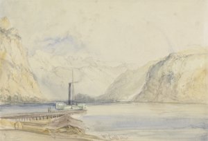Wallenstadt, Wesen, Sveitsi (kynä ja wc paperilla) tekijältä William Callow