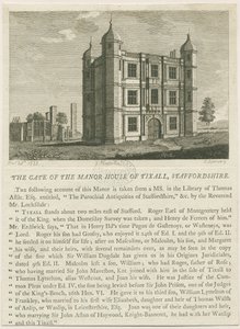 Tixall Hall - Gatehouse: kaiverrus, nd [c 1813] (tulostus)