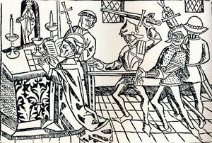 Pyhän Thomas of Canterburyn marttyyrikuolema, v.1484 tekijältä William Caxton