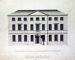 Suunnittelu Enville Halliin Staffordshiressa, n. 1770 (kynä ja muste harmaasinisillä pesuaineilla)