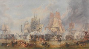 Trafalgarin taistelu, 21. lokakuuta 1805 (öljy kankaalle) tekijältä William Clarkson (manner of) Stanfield