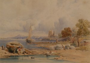 Barnbouglen linna lähellä Crammond on the Forthia tekijältä Clarkson Frederick Stanfield