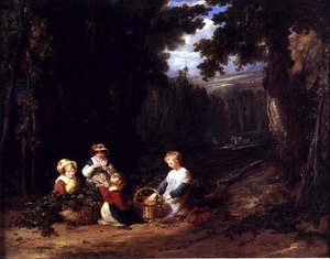 Young Children Piccking Hops, n.1835 (öljy kankaalle)