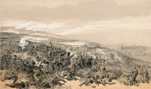 Toinen vartijoiden lataus, kun he ottivat takaisin kahden aseen patterin Inkermannin taistelussa tekijältä William Crimea Simpson