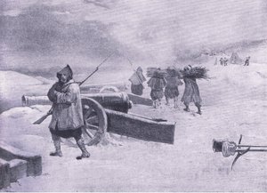 Zouavien vartija ennen Sevastopolia, kuva brittiläisistä taisteluista maalla ja merellä, 1915 tekijältä William Crimea Simpson