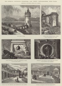 Liverpool Corporationin vesilaitos, Vyrnwy-järvi, Montgomeryshire, Pohjois-Wales tekijältä William Crimea Simpson