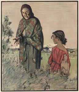 Mustalainen, "Kerro omaisuutesi, kaunis herrasmies" (väri litho) tekijältä William Dacres Adams
