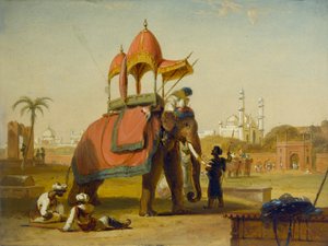 A Caparisoned Elephant - kohtaus lähellä Delhiä (kohtaus Itä-Intiassa), 1832