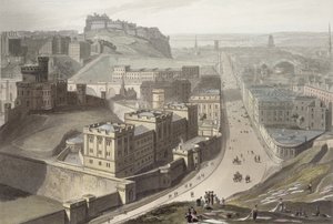 Edinburgh, Calton Hillistä, vuonna 1829 julkaistusta teoksesta A Around Around Britain Undertaken between the Years 1814–1825 tekijältä William Daniell
